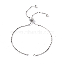 Brass Box Chains Slider Bracelet Makings, Platinum, 9-5/8 inch(24.4cm), Hole: 1.6mm(KK-E068-VD013-1)