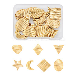 28Pcs 7 Style 304 Stainless Steel Pendants, Textured, Triangle & Rhombus & Star, Golden, 16.5~22.5x13.5~22.5x2~3mm, Hole: 1.2~1.4mm, 4pcs/style(STAS-TA0004-75)