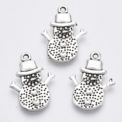 Tibetan Style Alloy Pendants, Lead Free & Cadmium Free, for Christmas, Snowman , Antique Silver, 20x15x1.5mm, Hole: 1.2mm(X-TIBE-N010-37AS-RS)