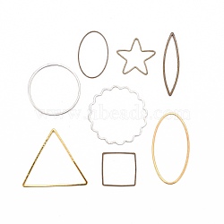 Brass Linking Rings, Mixed Shape, Mixed Color, 8~40x5~25x0.5~1mm(KK-MSMC010-M)