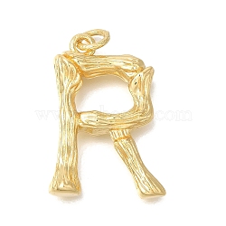 Rack Plating Brass Pendants, Glass Charms, Long-Lasting Plated, Cadmium Free & Lead Free, Real 18K Gold Plated, Letter R, 37.5x25.5x8.5mm, Hole: 5mm(KK-I721-01G-R)