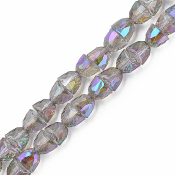 Electroplate Transparent Glass Beads Strands, Faceted, Bell, Violet, 8x7mm, Hole: 1mm, about 94~100pcs/strand, 25.20 inch(64cm)