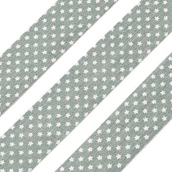 5M Cotton Linen Strar Printed Ribon, Garment Accessories, Dark Sea Green, 1 inch(25mm), about 5.47 Yards(5m)/Roll