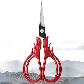 Stainless Steel Scissors, Embroidery Scissors, Sewing Scissors, with Zinc Alloy Handle, Red, 108x51mm