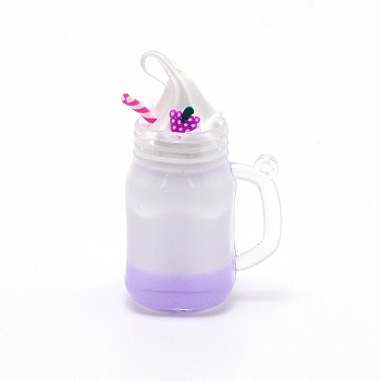 Resin Pendants, Imitation Bubble Tea with Cream, Lilac, 44x28x20mm, Hole: 1.8mm