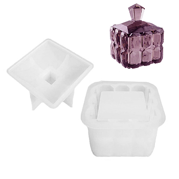 DIY Storage Box Silicone Molds, Resin Casting Molds, Square, 71~82x71~82x43~53mm