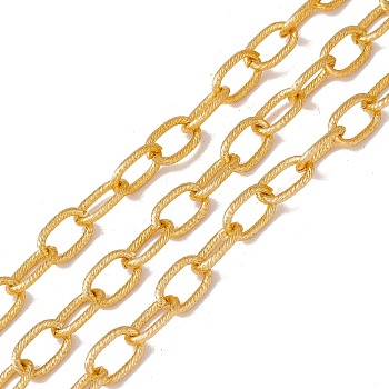 Oval Oxidation Aluminum Cable Chains, Texture, Unwelded, with Spool, Golden, Link: 13.5x8x1.5mm, about 30m/roll