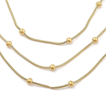 304 Stainless Steel Multi Layered Necklaces, Ball Link Snake Chain Necklaces, Golden, 17.01 inch(43.2cm)