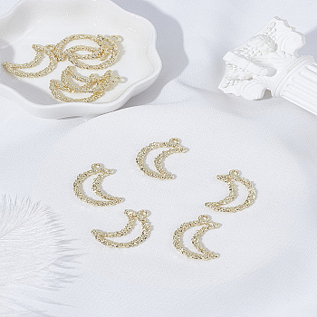 10Pcs Alloy Pendants, Moon Charms, Light Gold, 24x16x2mm, Hole: 1.8mm