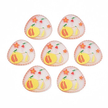 Autumn Theme Transparent Printed Acrylic Pendants, Triangle with Grapefruit Pattern, Coral, 30.5x31x2mm, Hole: 1.5mm