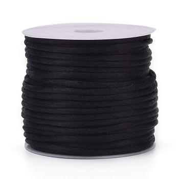 Nylon Cord, Satin Rattail Cord, for Beading Jewelry Making, Chinese Knotting, Black, 1mm, about 32.8 yards(30m)/roll