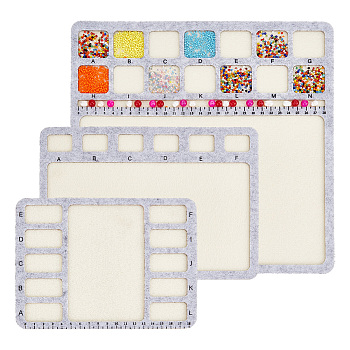 3Pcs 3 Styles Felt Bead Design Boards Sets, Silver, 15~29.8x20~29.9x0.55~0.6cm, 1pc/style
