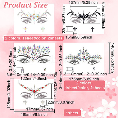 Olycraft 5 Sheets 5 Style Self Adhesive Resin Rhinestone Face Gems Stickers(AJEW-OC0003-76)-2