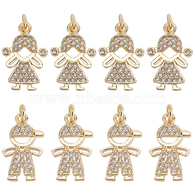 Golden Clear Mixed Shapes Brass+Cubic Zirconia+Enamel Pendants