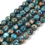Dyed Natural Regalite/Imperial Jasper/Sea Sediment Jasper Beads Strands, Round Impression Jasper, Royal Blue, 8mm, Hole: 1.2mm, about 23pcs/strand, 7.64''(19.4cm)(X-G-B124-C01-21)
