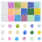 180G 17 Colors Glass Seed Beads, Opaque Colours Seed, Round Hole, Mixed Color, 4mm, Hole: 1.5mm(SEED-YW0002-90)