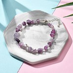 Natural Quartz Chips Bracelets for Women, with Silver Alloy Lobster Claw Clasps & Iron Chains & Glass Seed, 6-7/8~7-3/8 inch(17.5~18.8cm)(BJEW-H623-01S-02)