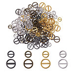 200Pcs 8 Colors Flat Round Alloy Buckle Clasps, For Webbing, Strapping Bags, Garment Accessories, Mixed Color, 9~12x1mm, Hole: 5~9x2~4mm, 25pcs/style(FIND-GL0001-99)