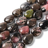 Natural Rhodonite Beads Strands, Teardrop, 17.5~18x13x6mm, Hole: 1.2mm, about 22pcs/strand, 15.24 inch(38.7cm)(G-L242-20)