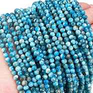 Natural Apatite Beads Strands, Faceted, Round, 4mm, Hole: 0.7mm, about 103~104pcs/strand, 15.16~15.35 inch(38.5~39cm)(G-C127-A01-01)