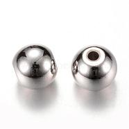 Brass Spacer Beads, Round, Platinum, 5x4.5mm, Hole: 1.5mm(KK-S753-5mm-P)