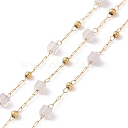 Natural  Square Beaded Chains, with Golden 304 Stainless Steel Findings, Unwelded, 2~3x2~2.5x2~2.5mm(AJEW-J035-02G-06)