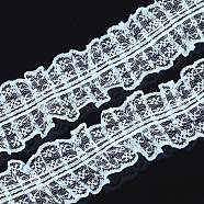 Organza Lace Trim, Pleated/Double Ruffle Ribbon, Light Sky Blue, 45~50mm, 30m/bundle(ORIB-S047-12E)