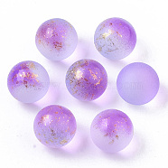 Transparent Spray Painted Frosted Glass Beads, with Golden Foil, No Hole/Undrilled, Round, Medium Orchid, 10mm(X-GLAA-N035-05B-08)