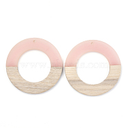 Resin & Wood Pendants, Ring, Misty Rose, 49x4mm, Hole: 1.8mm(RESI-T023-06D)