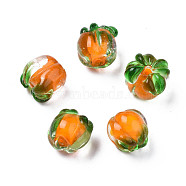 Autumn Theme Handmade Lampwork Beads, Persimmon, Dark Orange, 12~13x12.5~13.5x12.5~13.5mm, Hole: 1.2~1.8mm(X-LAMP-N029-004)