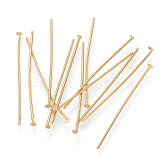 304 Stainless Steel Flat Head Pins, Real 16K Gold Plated, 20x0.7mm, 21 Gauge, Head: 1.5mm(STAS-R046-20mm-G)