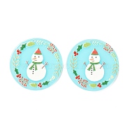 Christmas Theme 3D Printed Resin Pendants, DIY Earring Accessories, Flat Round with Pattern, Snowman Pattern, 37.5x2.5mm, Hole: 1.6mm(RESI-I036-02A)