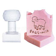 Clear Acrylic Soap Stamps with Big Handles, DIY Soap Molds Supplies, Goat, 60x38x35mm, pattern: 35x32mm(DIY-WH0438-038)