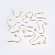 304 Stainless Steel Earring Hooks, Ear Wire, with Horizontal Loop, Real 18k Gold Plated, 18x15mm, Hole: 2mm, Pin: 0.7mm(STAS-P162-13P-B)