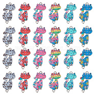30Pcs 6 Colors Alloy Enamel Connector Charms, Cat with Flower Pattern, Mixed Color, 29.5x16x1.5mm, Hole: 1.8mm, 5pcs/color(ENAM-SC0003-07)