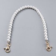 Bag Chain Straps, with ABS Plastic Imitation Pearl Beads and Light Gold Zinc Alloy Swivel Clasps, for Bag Replacement Accessories, White, 41cm(AJEW-P076-05A)