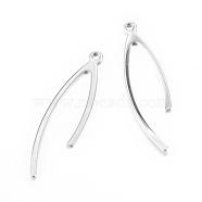 201 Stainless Steel Pendants, Wishbone, Stainless Steel Color, 36.5x10x1mm, Hole: 1.5mm(STAS-S054-35)