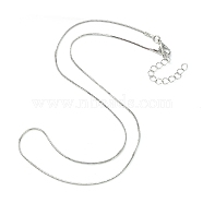 Brass Square Snake Chain Necklace for Men Women, Platinum, 18.5 inch(47.2cm)(MAK-YW0001-08)