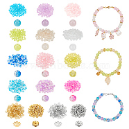 DIY Beads Jewelry Making Finding Kit, Including Glass Round & Iron Rhinestone Spacer Beads, Iron Fancy Bead Caps, Mixed Color, 1360Pcs/box(DIY-NB0009-33)
