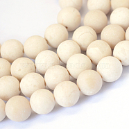 Frosted Natural Fossil Round Bead Strands, 10~10.5mm, Hole: 1.2mm, about 36pcs/strand, 15.5 inches(G-E334-10mm-22)