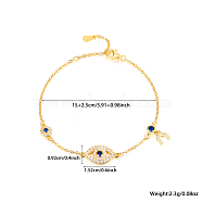 S925 Sterling Silver Evil Eye Link Bracelet, Full Rhinestones Eyes Series for Women, Golden(AK1290-19)