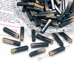 Electroplate Glass Beads, Faceted, Rectangle, Dark Slate Gray, 19.5~20x4x4mm, Hole: 1mm(GLAA-D024-02D)