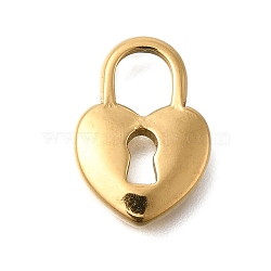 PVD Vacuum Plating 201 Stainless Steel Pendants, Heart Padlock Charm, Real 18K Gold Plated, 16x11.5x3mm, Hole: 5.5x5mm(STAS-C111-44G)