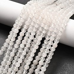 Natural White Jade Round Bead Strands, 4mm, Hole: 1mm, about 85~90pcs/strand, 15 inch(X-G-P072-08-4mm)