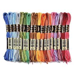 18 Skeins 18 Colors 6-Ply Polyester Embroidery Floss, Cross Stitch Threads, Segment Dyed Gradient Color, Mixed Color, 0.5mm, about 8.75 Yards(8m)/Skein, 18 colors, 1 skein/color, 18 skeins/set(OCOR-M009-01C-03)