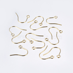 304 Stainless Steel Earring Hooks, Ear Wire, with Horizontal Loop, Real 18k Gold Plated, 18x15mm, Hole: 2mm, 21 Gauge, Pin: 0.7mm(STAS-P162-13P-B)
