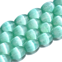 Dyed Natural Selenite Beads Strands, Barrel, Light Sea Green, 14~14.5x10mm, Hole: 0.9mm, about 28pcs/strand, 15.67''(39.8cm)(G-T138-232E)