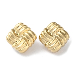 304 Stainless Steel Stud Earrings, Rhombus, Real 14K Gold Plated, 23x29mm(STAS-Z052-13G)