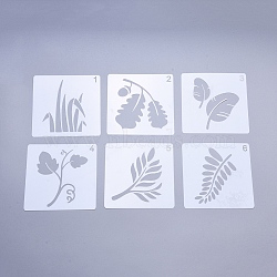 Plastic Drawing Stencil for Kids Teen Boys Girls, Reusable Drawing Template for DIY Scrapbooking, Journal, School Projects, Floral Theme, White, 130x130x0.3mm, 6pcs/set(DIY-D023-13A)