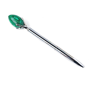 Synthetic Malachite Egg Ball-Point Pen, Stainless Steel Ball-Point Pen, Office School Supplies, 155mm